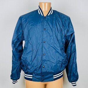 Vtg Hartwell Fleece Lined Bomber Jacket Sz XL Navy Blue Snap Front USA Made